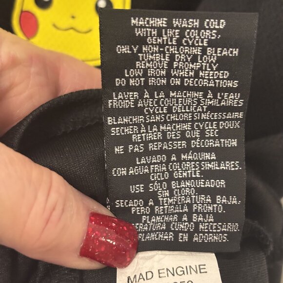 Kids Pokemon Pikachu Baseball Jersey Black & Yellow LG - Picture 5 of 6